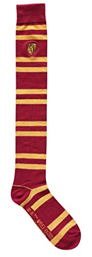 Harry Potter Gryffindor Gestreifte Juniors/Damen Overknee-Socken mit gesticktem Wappen, Rot/Ausflug, einfarbig (Getaway Solids), 36.5-43 EU von Harry Potter