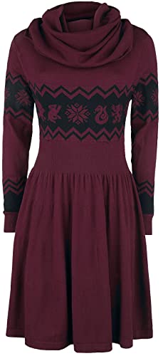 Harry Potter Häuser Frauen Mittellanges Kleid Bordeaux/schwarz XS von Harry Potter