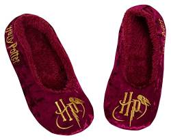 Harry Potter Hausschuhe für Frauen Mädchen Teens Hogwarts Slip On Ballett Pump Slipper Socken, burgunderfarben, 36 EU von Harry Potter