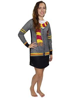 Harry Potter Hogwarts Gryffindor Damen-Nachthemd mit langen Ärmeln - Grau - Large von Harry Potter