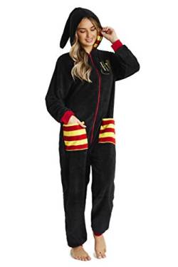 Harry Potter Jumpsuit, Overall Onesie Damen und Herren, Fleece Schlafoverall Einteiler, One Piece Hausanzug Kuschelig, Unisex Schwarz Overall für Winter (Schwarz, M) von Harry Potter