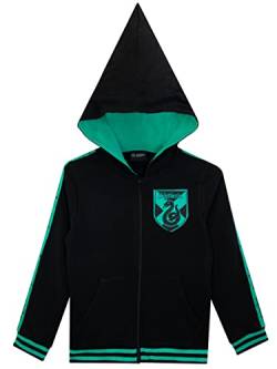 Harry Potter Jungen Slytherin Hoodie mit spitzer Kapuze Schwarz 122 von Harry Potter