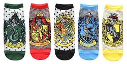 Harry Potter Juniors/Damen Hauswappen, gepunktet, 5er-Pack, Knöchelsocken, Größe 4–10, mehrfarbig von Harry Potter