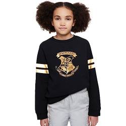 Harry Potter Kapuzenpullover Kinder Mädchen Hoodie Teenager Kapuzenpullover Crewneck Sweatshirt Mädchen Pullover 5-14 Jahre Offiziell Merchandise (Schwarz Rundhalsausschnitt, 13-14 Jahre) von Harry Potter