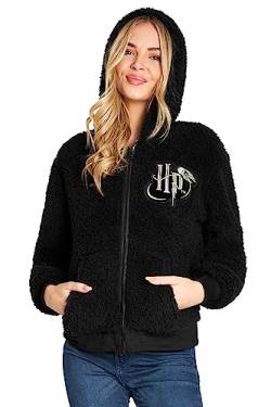 Harry Potter Kapuzenpullover Kinder Teddy Fleece Hoodie Teenager (15-16 Jahre, Schwarz HP Jugendliche) von Harry Potter