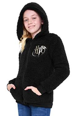 Harry Potter Kapuzenpullover Kinder Teddy Fleece Hoodie Teenager (9-10 Jahre, Schwarz HP Kinder) von Harry Potter