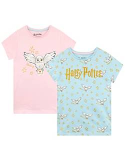 Harry Potter Mädchen Hedwig T-Shirt 2er Pack Kurzärmelige Oberteil für Kinder Packung mit Zwei 116 Mehrfarbig von Harry Potter