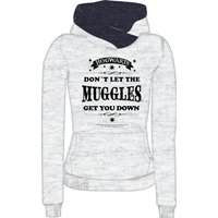 Harry Potter Muggles Damen Schalkragenpullover grau meliert von Harry Potter