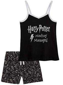 Harry Potter Schlafanzug Mädchen Kurz Pyjama Kinder Kurz Trendige Nachtwäsche Schlafanzug Kinder und Teenager 7-14 Jahre (Schwarz, 13-14 Jahre) von Harry Potter
