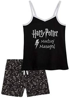 Harry Potter Schlafanzug Mädchen Kurz Pyjama Kinder Kurz Trendige Nachtwäsche Schlafanzug Kinder und Teenager 7-14 Jahre (Schwarz, 9-10 Jahre) von Harry Potter