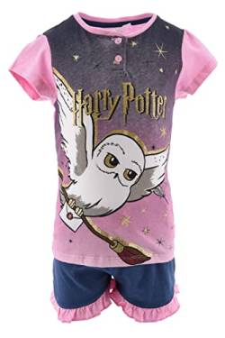 Harry Potter Schlafanzug für Mädchen, T-Shirt und Shorts Set 2-Teilig für Mädchen, Weiche Baumwolle, Hedwig Design, Größen 5 bis 10 Jahre (as3, Age, 5_Years, Regular, Rosa) von Harry Potter