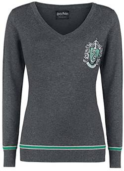 Harry Potter Slytherin Frauen Strickpullover grau meliert M 71% Viskose, 29% Polyamid Fan-Merch, Filme von Harry Potter