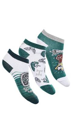 Harry Potter Socken, Hogwarts Gryffindor Slytherin Design, 3er Pack Socken für Kinder und Jugendliche, Kurzsocken, Größe EU 31/34 - Grün von Harry Potter