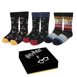 Harry Potter Socken Strümpfe Hogwarts Design Männer Frauen in hochwertiger Geschenkbox 3er Set (as3, numeric, numeric_35, numeric_41, regular, regular, Farbmix 1) von Harry Potter