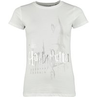 Harry Potter T-Shirt - Hogwarts - S bis M - für Damen - Größe S - weiß  - Lizenzierter Fanartikel von Harry Potter