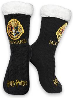 Harry Potter - Women's Slippery Socks - Burgundy Gryffindor Wool Bed Socks - One Size Fits Women Size 5-8 - Official Harry Potter Merchandise, Black - Hogwart, One Size, Black - Hogwart von Harry Potter