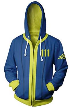 Nate Hoodie Game Cosplay Kostüm Halloween Karneval Vault 111 Sweatshirt Pullover Jacke Gr. Large, blau von Harrypetter