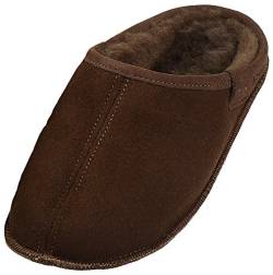 Extra Dicke Lammfell Pantoffeln mit Ledersohle für Damen und Herren, Farben:braun, Schuhgröße:42 von Harrys-Collection