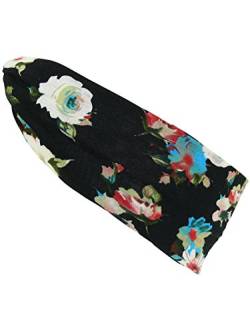 Harrys-Collection Damen Haarband oder Stirnband in 5 Farben mit Blumen, Kopfgröße:Einheitsgröße, Farben:schwarz von Harrys-Collection