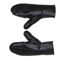 Harrys-Collection Damen Handschuhe Fäustlinge aus Lammfell Patchwork, Farben:schwarz, Handschuhgröße:L/XL von Harrys-Collection