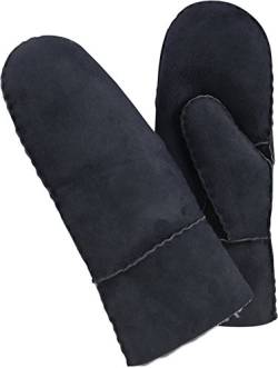 Harrys-Collection Damen Herren dicke Fäustlinge aus Lammfell in 4 Farben, Farben:schwarz, Handschuhgröße:10 von Harrys-Collection