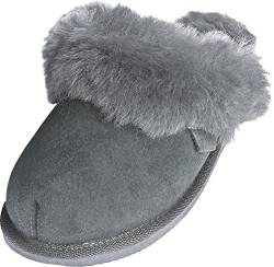 Harrys-Collection Extra Dicke Lammfell Pantoffeln für Damen, Farben:grau, Schuhgröße:40 von Harrys-Collection