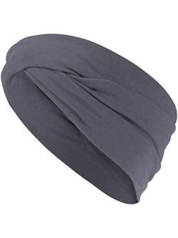 Harrys-Collection Haarband oder Stirnband in 16 Verschiedenen Unifarben Turban, Kopfgröße:Einheitsgröße, Farben:grau von Harrys-Collection