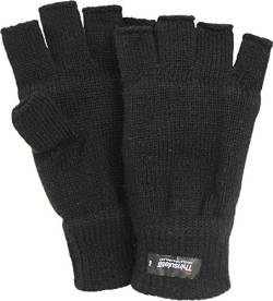 Harrys-Collection Halbfinger Handschuh mit Thinsulate Futter in 2 Farben, Farben:schwarz, Handschuhgröße:M/L von Harrys-Collection