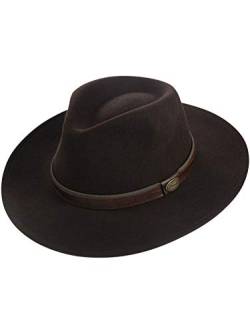 Harrys-Collection Rollbarer Hut mit breiter Krempe braunes Stoffband in 3 Farben!, Farben:Dunkelbraun, Kopfgröße:55 von Harrys-Collection