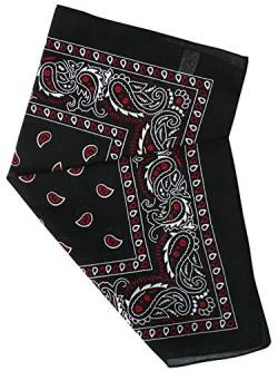 Harrys-Collection Unisex Bandana Bindetuch 100% Baumwolle (1 er 6 er oder 12 er Pack), Farbe:schwarz m. rot von Harrys-Collection