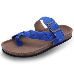 Harssidanzar Damen Kork Fußbett Sandale mit Komfort und Breiten Breiten Verfügbare Sommer Sandalen KL222EU,Blau,Größe 38 von Harssidanzar