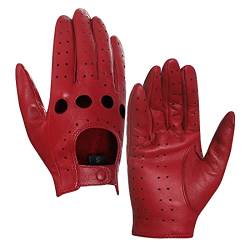 Harssidanzar Damen Lederhandschuhe Ungefüttert Upgrade GL009, Rot, Size XL von Harssidanzar