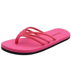 Harssidanzar Flip Flops Zehentrenner für Frau Leichte Bequeme Sommer Strand String Sandalen mit Bogen Suppor KL221EU,Rosenrot,Größe 40 von Harssidanzar