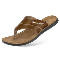 Harssidanzar Flip Flops für Herren, bequeme Vintage-Zehensandalen, leichte Sommer Strand Sandalen KM216, Khaki, Größe 39 von Harssidanzar