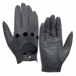 Harssidanzar Herren Autohandschuhe Lederhandschuhe Unliniert GM026D,Grau, Größe XL von Harssidanzar