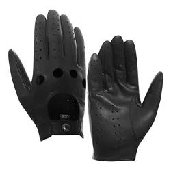 Harssidanzar Herren Autohandschuhe Lederhandschuhe Unliniert GM026D,Schwarz,Größe XL von Harssidanzar