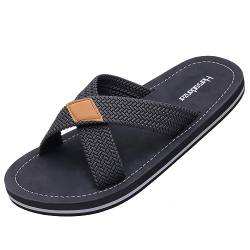 Harssidanzar Herren Cross Slide Sandalen Slip auf Bequeme Leichte Sommer Slipper Schuhe Für Innen und Outdoor Quick-Dry KM229EU,Schwarz, Größe 41 von Harssidanzar