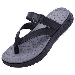 Harssidanzar Herren Mode Flip Flops Leichtes Slip Auf String Hausschuhe Sandalen Mit Outdoor/Indoor Sommer Strand KM225EU, Schwarz, Größe 46 von Harssidanzar