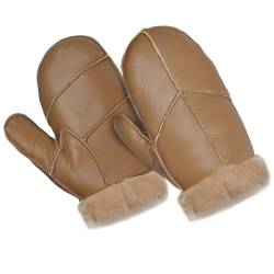 Harssidanzar Männer Fäustlinge für Winter,Lammfell Shearling Pelz gefüttert Warme Echtleder Fäustlinge Handschuh KM054EU,Kaffee,Größe M von Harssidanzar