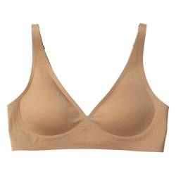 Harssidanzar Nahtloser Damen BH Bügel Komfort Push-up BH weicher, drahtloser, Verstellbarer Alltags BH SL104EU,Nackt, Größe S von Harssidanzar