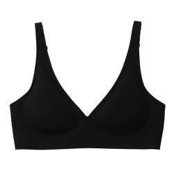 Harssidanzar Nahtloser Damen BH Bügel Komfort Push-up BH weicher, drahtloser, Verstellbarer Alltags BH SL104EU,Schwarz, Größe S von Harssidanzar