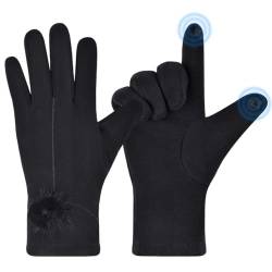 Harssidanzar Warme und leichte Damenhandschuhe mit Touchscreen-SMS-Funktion, frühlingswarme Handschuhe HL016EU, Schwarz von Harssidanzar