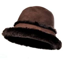 Harssidanzar Winter Fischerhüte für Männer und Frauen Lammfell Shearling Leder Warme Hüte Mützen Caps CU608EU, Braun, Größe M von Harssidanzar