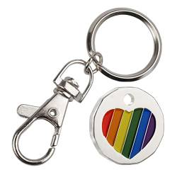 LGBT Schlüsselring, Regenbogen-Herz, für Einkaufswagen, Spind, Schlüsselring, 12-seitig, 1 Stück von Harts