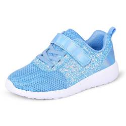 Laufschuhe Kinder Mädchen Glitzer Sportschuhe Turnschuhe Fitnessschuhe Hallenschuhe Klettverschluss Sneaker Blau EU 23 von Harvest Land