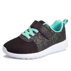 Mädchen Schuhe Kinder Turnschuhe Glitzer Sportschuhe Laufschuhe Hallenschuhe Sneakers Klettverschluss Tennisschuhe Festliche für Jugendliche,27 EU,Schwarz von Harvest Land