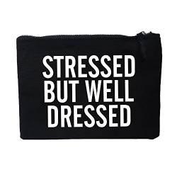 HASHTAGSTUFF Damen Clutch mit Spruch/Verschiedene Sprüche auswählbar/Schwarz/Tasche/Kosmetiktasche/Handtasche/Kulturbeutel/lässig Dressed von Hashtagstuff