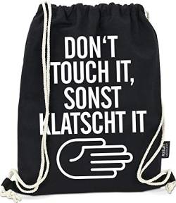 Hashtagstuff® Turnbeutel mit Sprüchen Designs auswählbar Kordel Schwarz Spruch Rucksack Jutebeutel Sportbeutel Gymbag Beutel Hipster Klatschen von Hashtagstuff