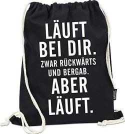 Hashtagstuff® Turnbeutel mit Sprüchen Designs auswählbar Kordel Schwarz Spruch Rucksack Jutebeutel Sportbeutel Gymbag Beutel Hipster Läuft von Hashtagstuff