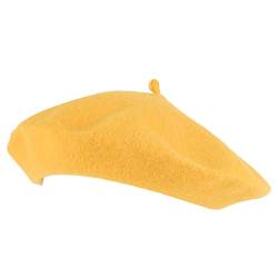 Hat To Socks Einfarbige Baskenmütze aus Wollgemisch für Damen und Herren (Gelb) von Hat To Socks